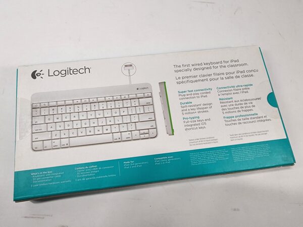 Produc tpicture of Logitech 920-006340 Wired Keyboard for iPad with 30-Pin Connector new in box