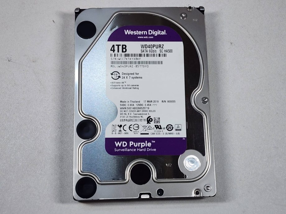 Western Digital WD40PURZ-85TTDY0 3.5" 4TB SATA 6Gb/s 5400RPM Hard Drive