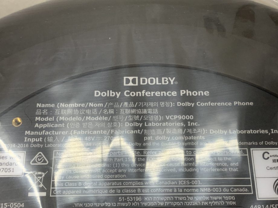 Dolby Conference Phone Model: VCP9000-5A - New Open Box