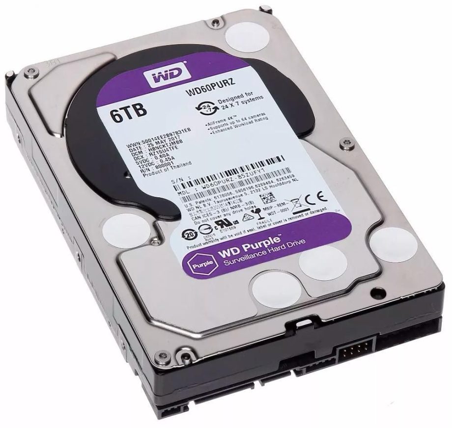 Western Digital 6TB WD Purple 3.5" SATA Surveillance HDD WD60PURZ-85ZUFY1