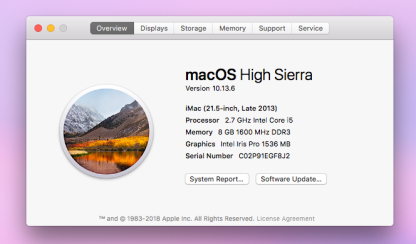 image of Apple iMac 141 Late 2013 i5 4570R 230GHz 8GB 1TB HDD High Sierra 374912090398 7