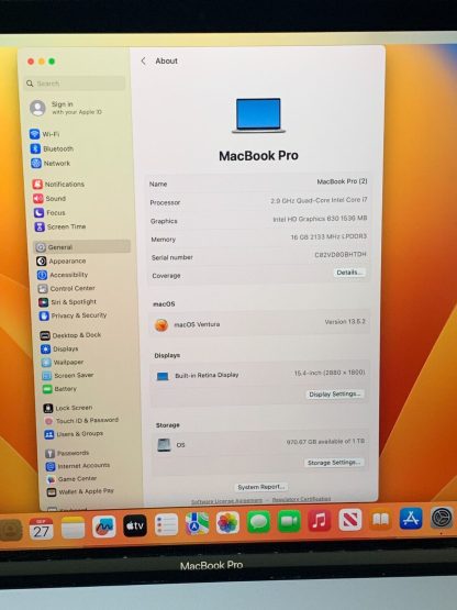 image of MacBook Pro 143 15 TouchMid 2017 i7 7820HQ 16GB 1TB NVMe OSX 1 Ventura 374954240237 3