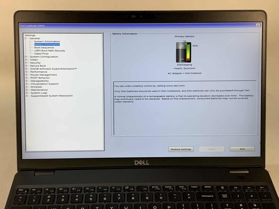 Dell Latitude 5500 i7-8665U@1.90GHz 16GB 256GB SSD Windows11 Pro- Charger