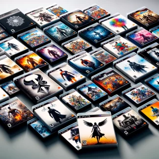 image of DALL·E 2024 02 08 14.51.43 Generate a captivating catalog image featuring a collection of PlayStation 3 video game cases each with distinctive and vibrant cover art. The select 1