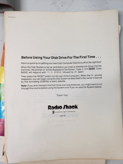 image of Radio Shack TRS 80 Color Computer MINI DISK system cart cable manual 355566224814 8