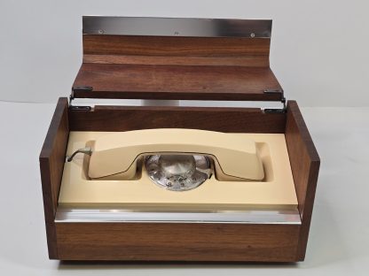 image of Vintage Wooden Box Hidden Executive Desk Top Push Button Dial Telephone untested 375375214256 2