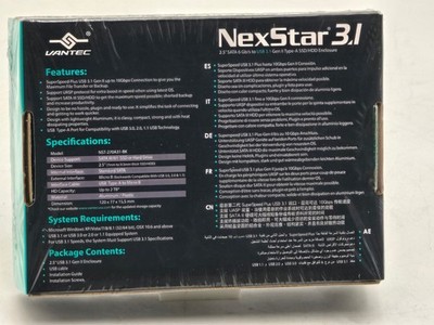 Vantec NexStar3.1 2.5in SATA HDD USB3.1 Ext Enclosure (NST-270A31-BK) 2 Vantec NexStar3.1 2.5in SATA HDD USB3.1 Ext Enclosure (NST-270A31-BK)