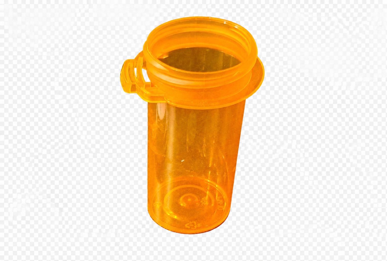 EPS and Plastic Recycling 15 Open orange prescription bottle without a cap, accepted when marked with an approved rigid-plastic resin number