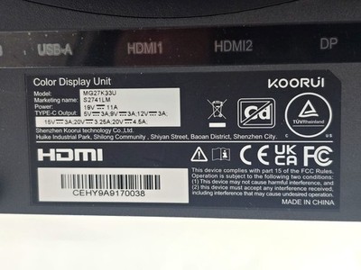 KOORUI MG27K33U 27 in Widescreen Monitor HDMI DisplayPort USB-C with Stand 3 KOORUI MG27K33U 27 in Widescreen Monitor HDMI DisplayPort USB-C with Stand