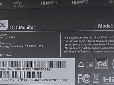 TCL 27R94 LCD Desktop Monitor HDMI DisplayPort USB-C with Stand 3 TCL 27R94 LCD Desktop Monitor HDMI DisplayPort USB-C with Stand