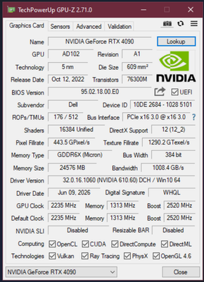 DELL NVIDIA GEFORCE RTX 4090 GPU 24GB 16384 CUDA CORES GRAPHICS VIDEO CARD G8V6 11 DELL NVIDIA GEFORCE RTX 4090 GPU 24GB 16384 CUDA CORES GRAPHICS VIDEO CARD G8V6