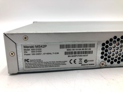 Cisco Meraki MS42P 48-Port Gigabit PoE Managed Network Switch 6 Cisco Meraki MS42P 48-Port Gigabit PoE Managed Network Switch