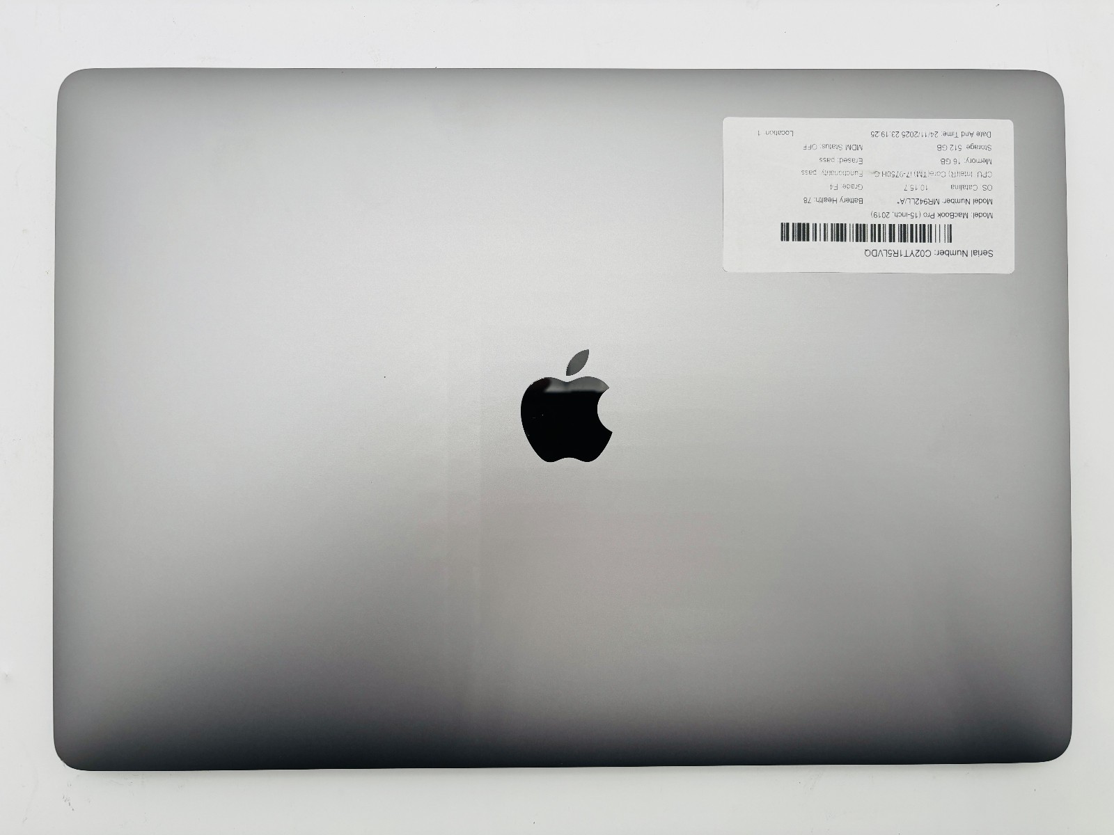 MacBook Pro (15-inch, 2019) i7 9750H 16GB 512GB SSD- macOS