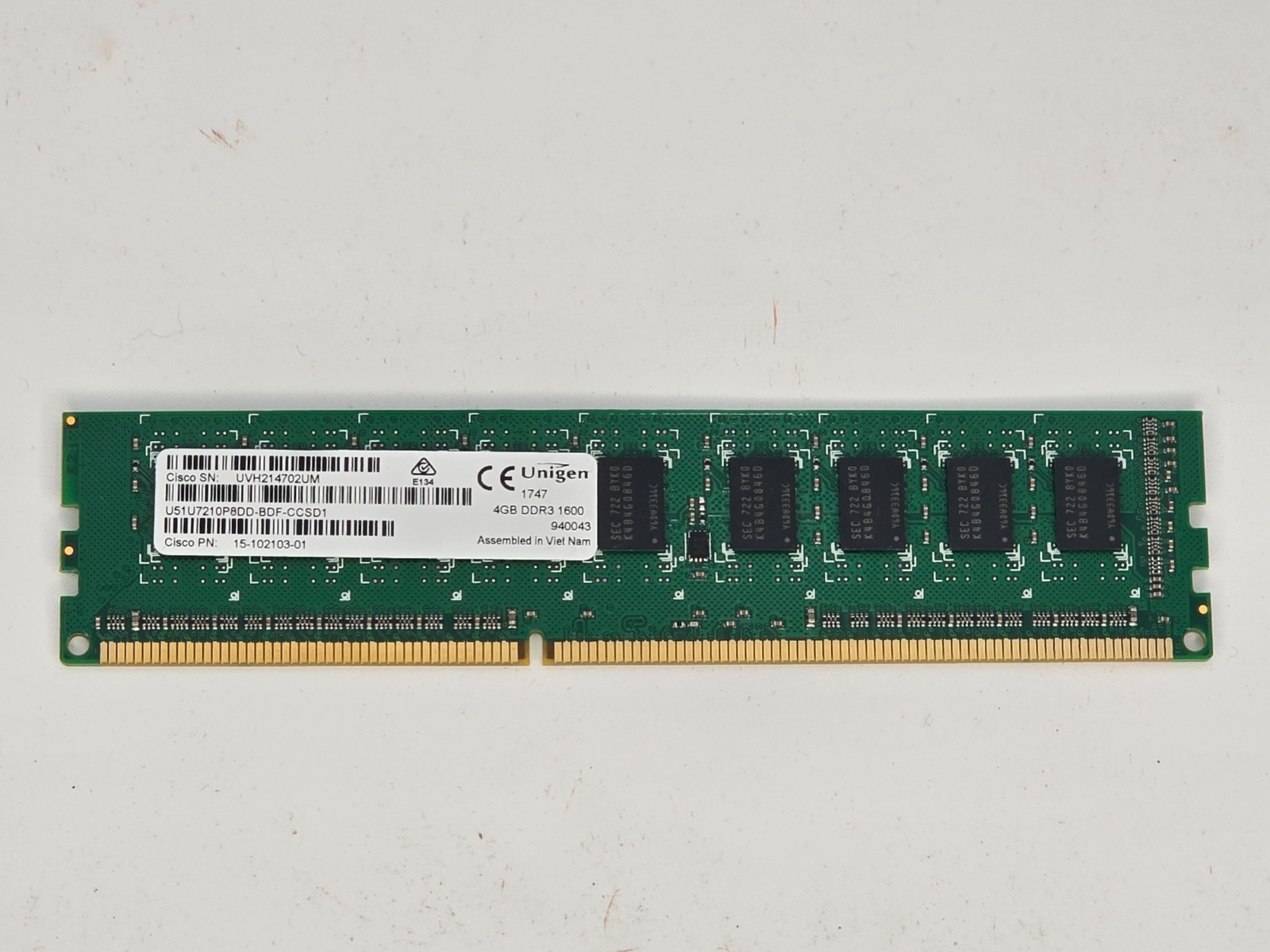Cisco 4GB DDR3‑1333MHz Server RAM Module PC3‑10600 ECC UDIMM 240‑Pin 1 Cisco 4GB DDR3‑1333MHz Server RAM Module PC3‑10600 ECC UDIMM 240‑Pin