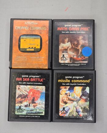 Lot of 4 Atari 2600 Game Cartridges – Chopper Command, Math Gran Prix, Air Sea B