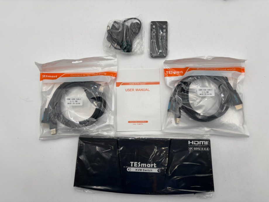 TESmart 4x1 HDMI 2.0 KVM Switch - 4 Computers to 1 Monitor - New Open Box