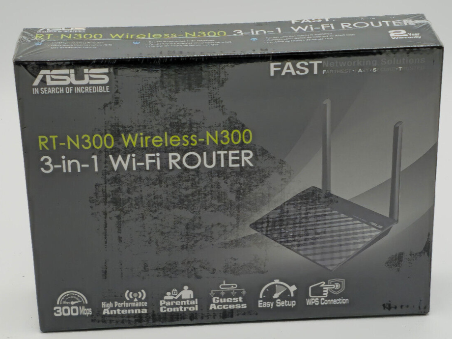 ASUS RT-N300 Wireless-N300 3-in-1 WiFi Router BRAND NEW SEALED.