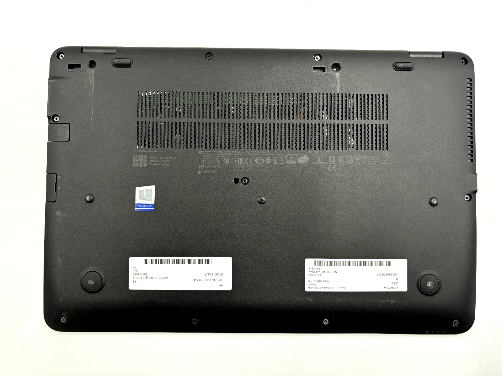 HP EliteBook 850 G4 i5-7300U 16GB 256GB SSD Windows 10 Pro - NO BATTERY 6 HP EliteBook 850 G4 i5-7300U 16GB 256GB SSD Windows 10 Pro - NO BATTERY