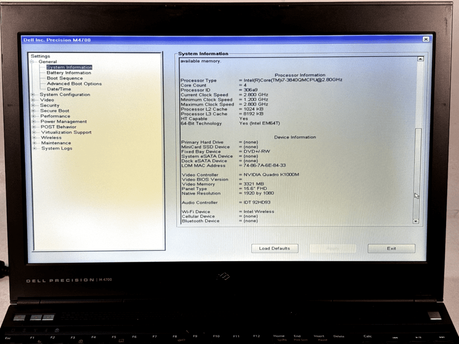 image of Dell Precision M4700 i7 3840QM 16GB No HDDOSBatt For Parts 375619998660 3