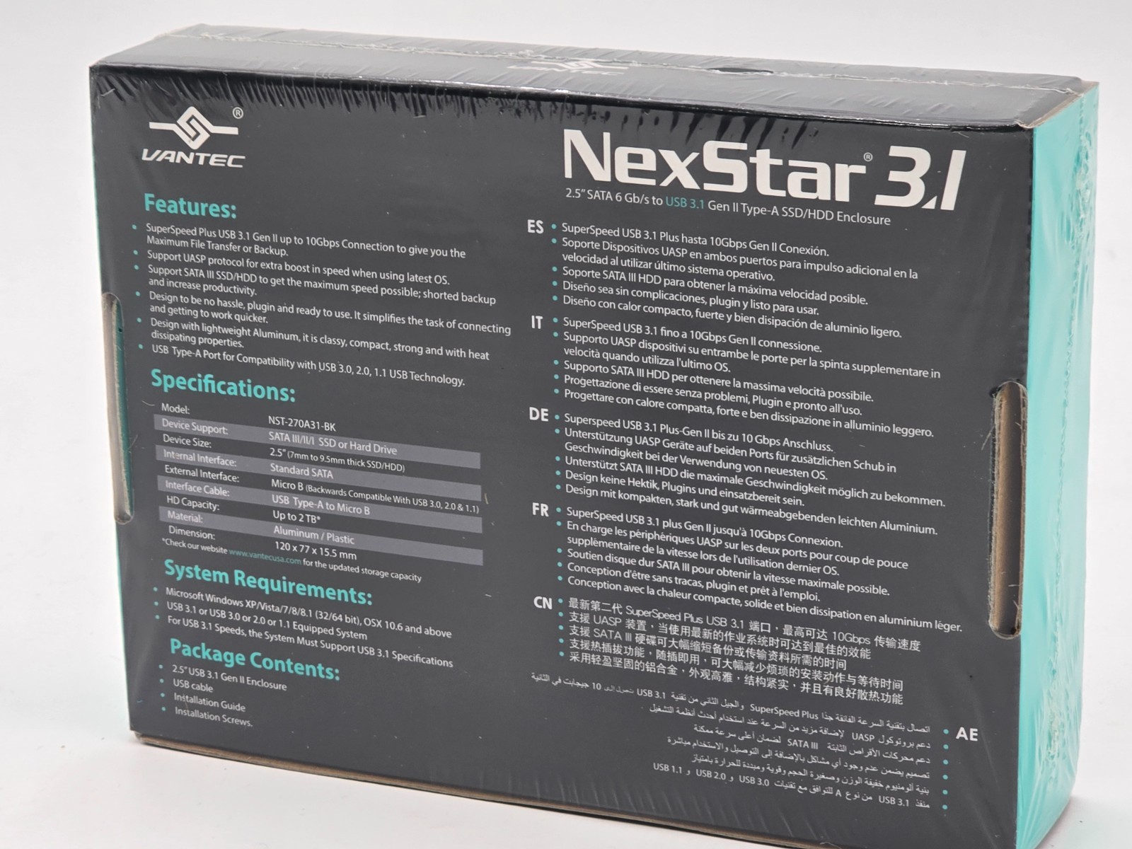 Vantec NexStar 3.1 NST-370A31-BK | 2.5" SATA III to USB 3.1 Gen II Enclosure 3 Vantec NexStar 3.1 NST-370A31-BK | 2.5" SATA III to USB 3.1 Gen II Enclosure