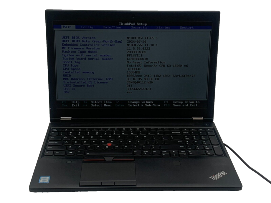 image of Lenovo ThinkPad P51 Xeon E3 16GB 256GB No Battery Win 11 Pro 356389966551