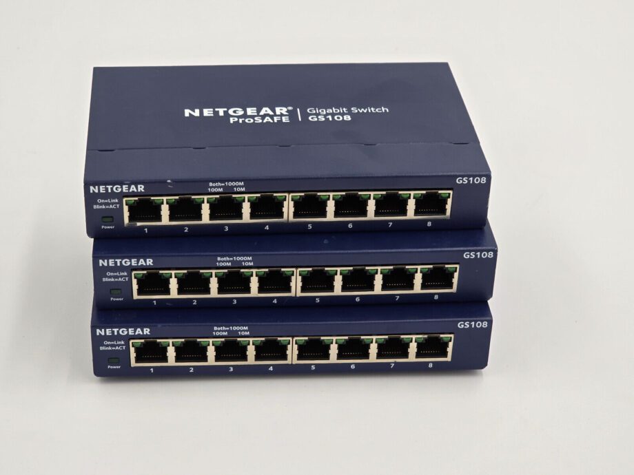 image of Lot of 3 Netgear GS108v4 ProSafe 8 Port Gigabit Ethernet Switch No AC power cord 375639502322