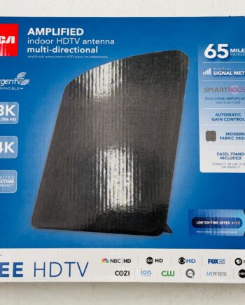 RCA Amplified Indoor HDTV Multi‑Directional Antenna — Open Box, 65‑Miles Range