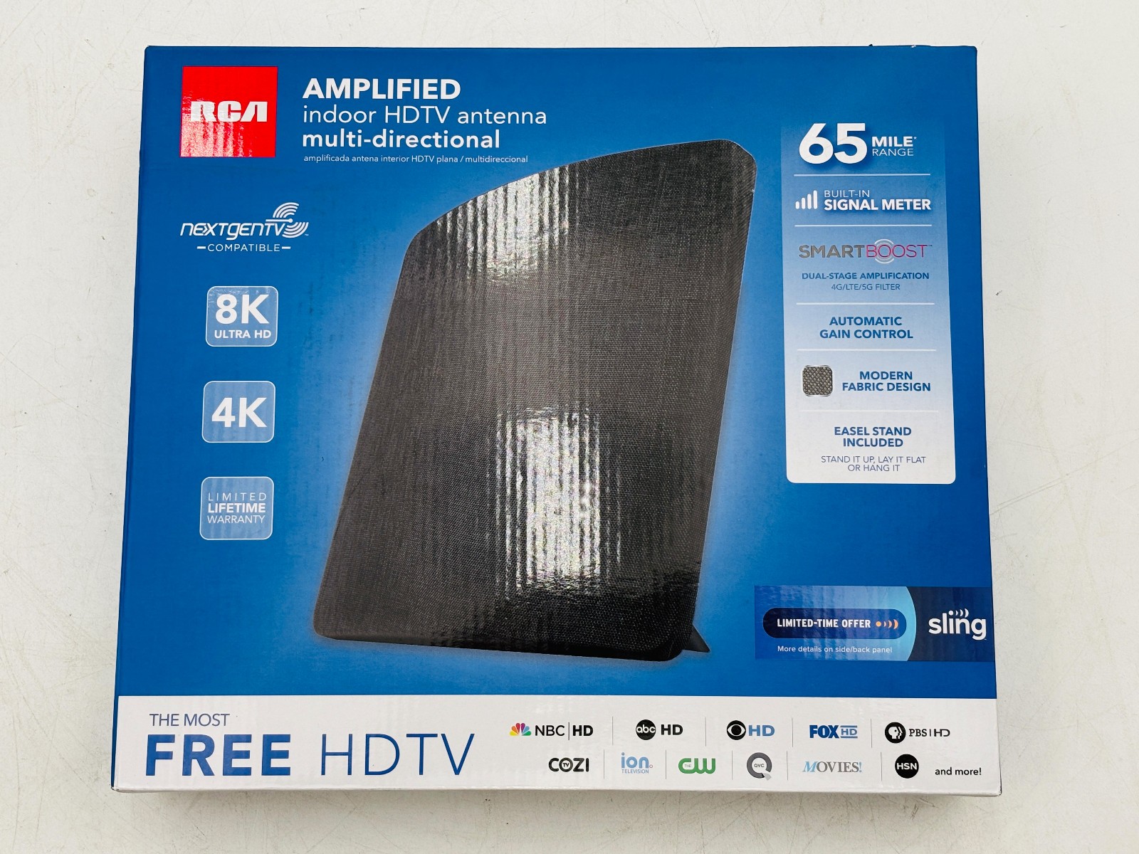 RCA Amplified Indoor HDTV Multi‑Directional Antenna — Open Box, 65‑Miles Range 1 RCA Amplified Indoor HDTV Multi‑Directional Antenna — Open Box, 65‑Miles Range