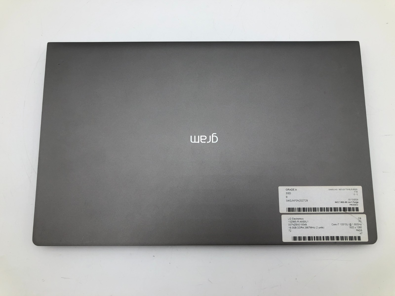 LG Gram 15Z995 Touchscreen i7-10510U 16GB 1TB NVMe 15.5" Win 11 Pro No Battery 5 LG Gram 15Z995 Touchscreen i7-10510U 16GB 1TB NVMe 15.5" Win 11 Pro No Battery