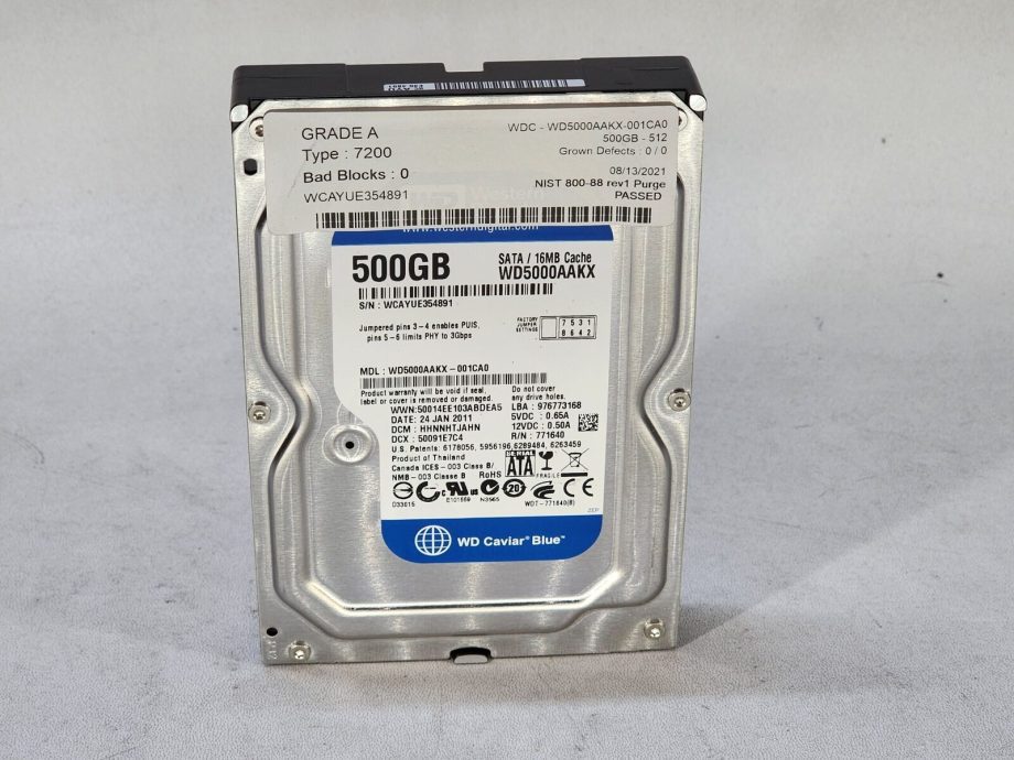 image of Western Digital Internal Hard Drive WD5000AAKX 500GB 7200 RPM 16MB Blue 35 HDD 354764596492