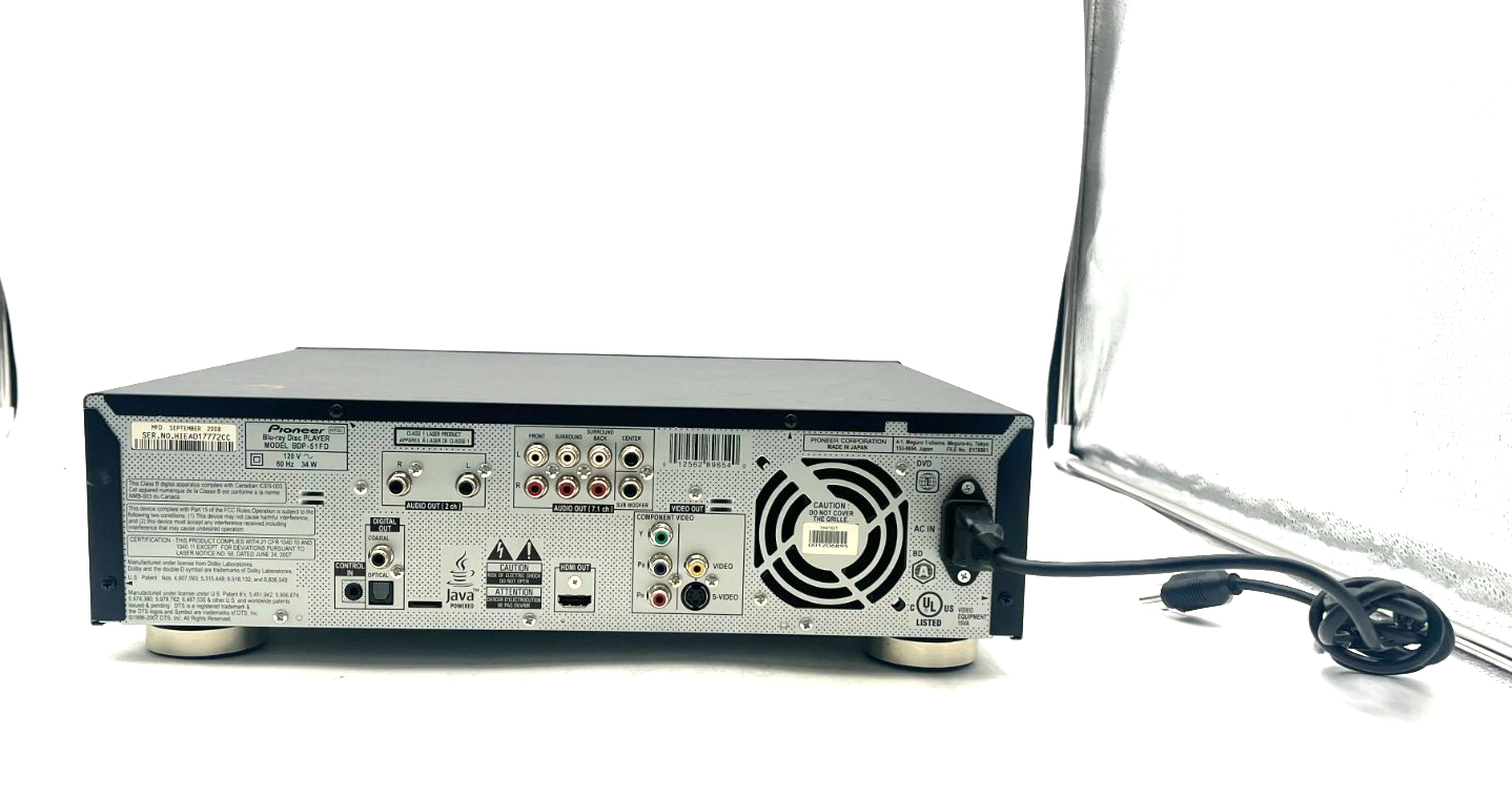 PIONEER BDP-51FD BLU-RAY BLURAY DISC PLAYER w/ power cable *tested/works* 3 PIONEER BDP-51FD BLU-RAY BLURAY DISC PLAYER w/ power cable *tested/works*