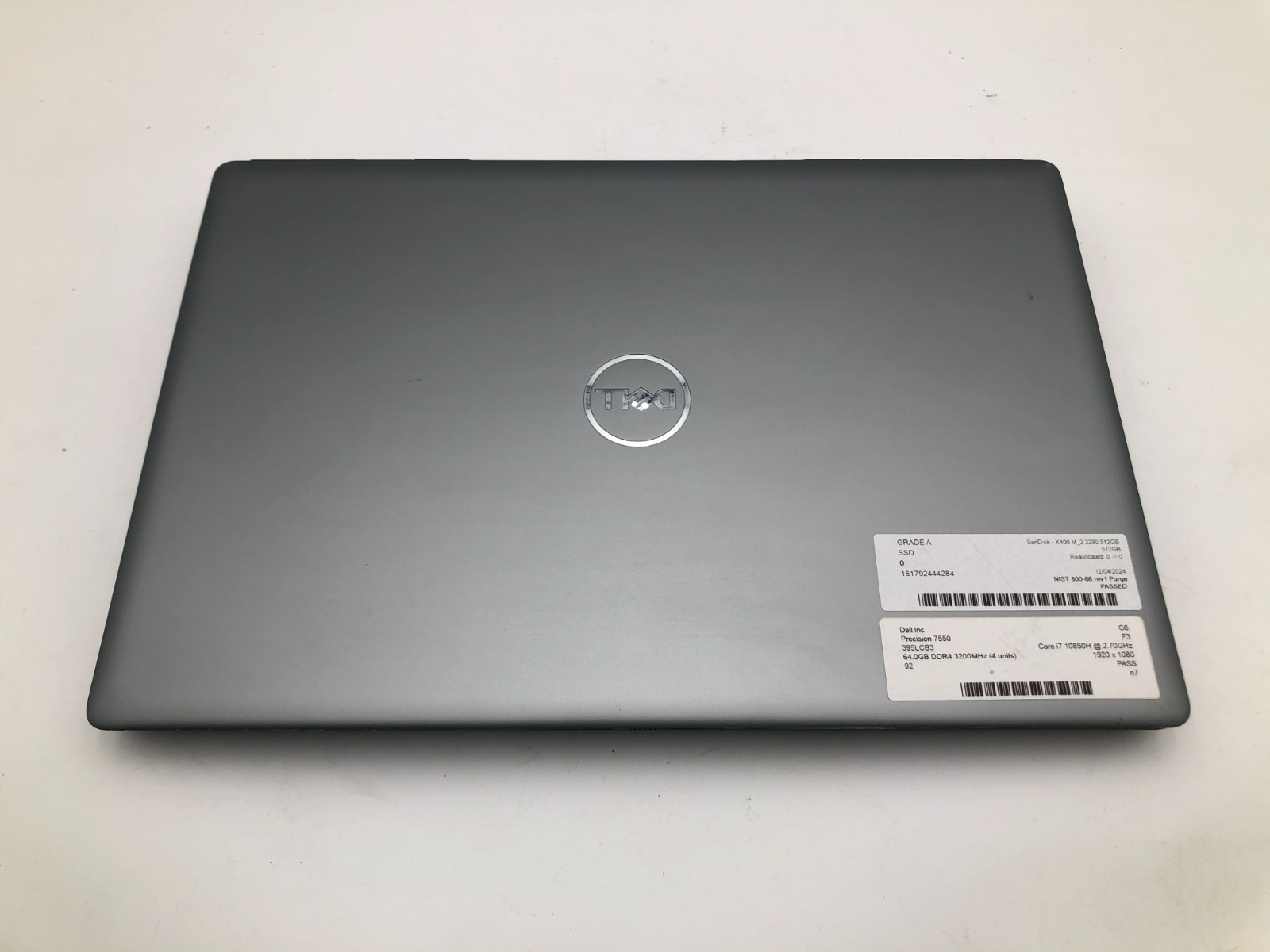 Dell Precision 7550 i7-10850H 64GB RAM 512GB NVMe SSD 15.5" UHD 4K Windows 11P 5 Dell Precision 7550 i7-10850H 64GB RAM 512GB NVMe SSD 15.5" UHD 4K Windows 11P