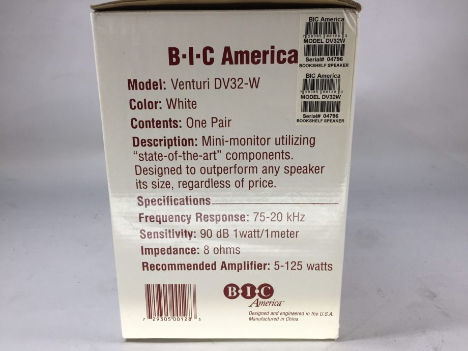 image of BIC America Venturi Speakers White Model DV32 W Open Box 355045552783 5