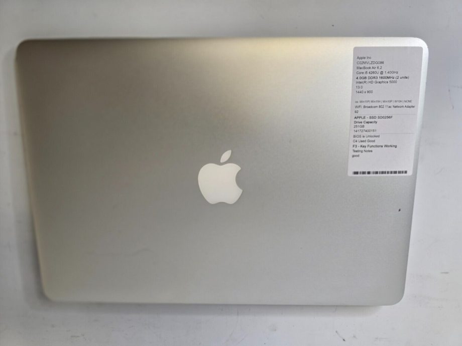 image of Apple MacBook Air 133 Laptop A1466 Core i5 4250U 256GB SSD 4GB RAM OS 1015 375433173093 5