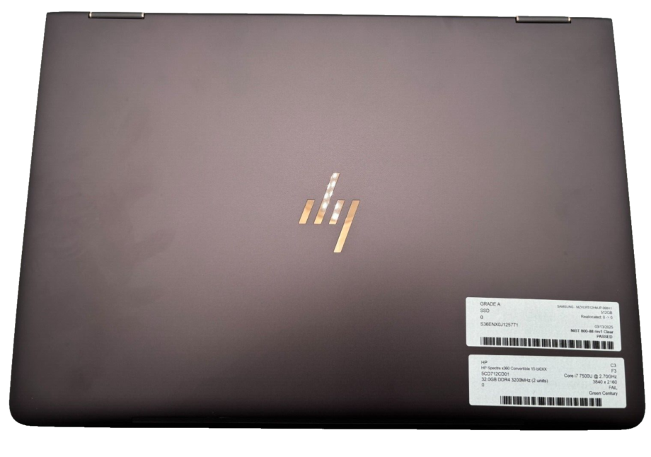 HP Spectre x360 15.6" i7-7500U 32GB 512GB 4K NO OS NO Battery NO Adapter