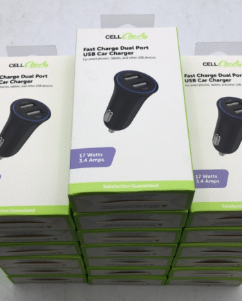 Lot(19) - Cell Candy Fast Charge Dual Port USB Car Charger PC‑USBDO34A‑BKCP -New