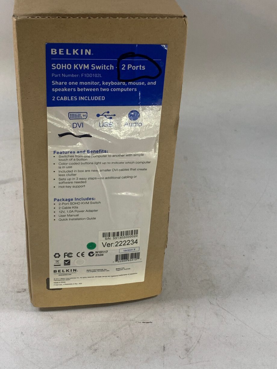 image of Belkin SOHO KVM F1DD102L 2 Ports External KVM audio USB switch Ver222234 355136426614 3