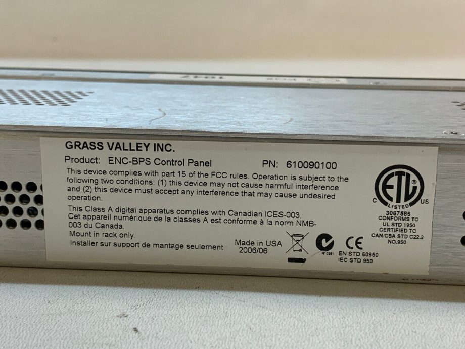 image of Grass Valley Group ENC BPS Control Panel 610090100 Used Good 355495281034 8