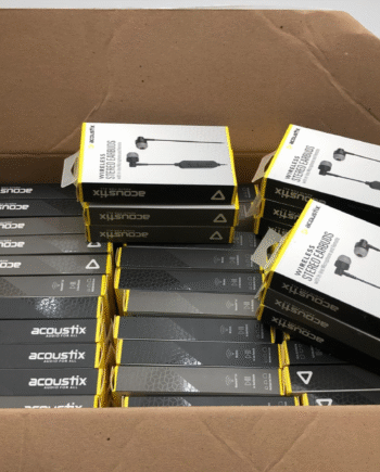 Lot(74) - Acoustix Wireless Stereo Earbuds w/ Microphone & Remote (KHFBTS605-BK)