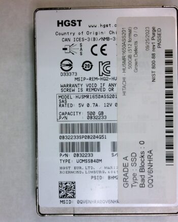 HITACHI HUSMR1650ASS201 500GB 2.5" 12Gb/s SAS SSD Tested