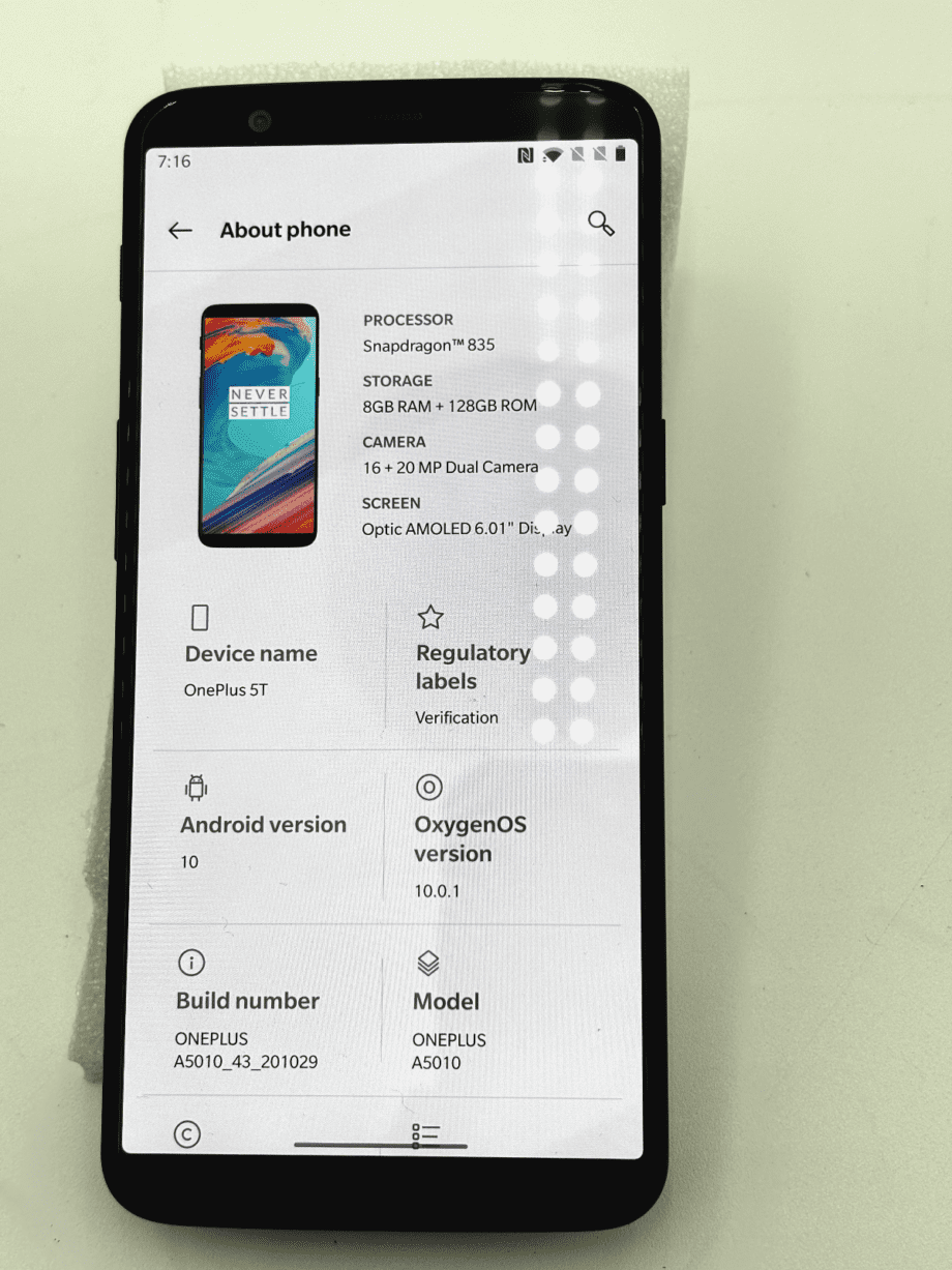 image of OnePlus 5T 128 GB Black Verizon Good 375667992164 3