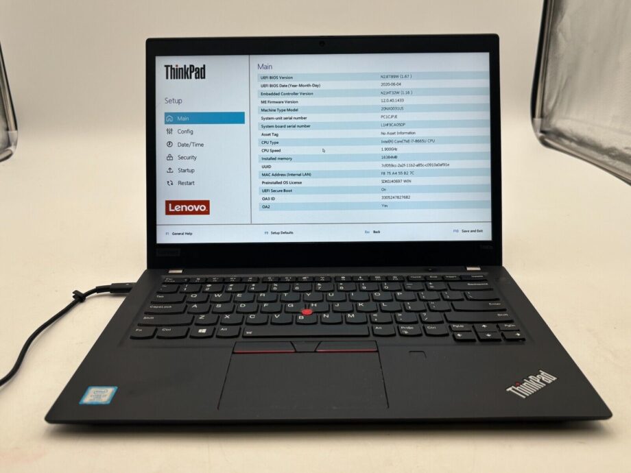 Lenovo ThinkPad T490s - i7-8665U - 16GB - 256GB SSD - Win 11 Pro - No Battery