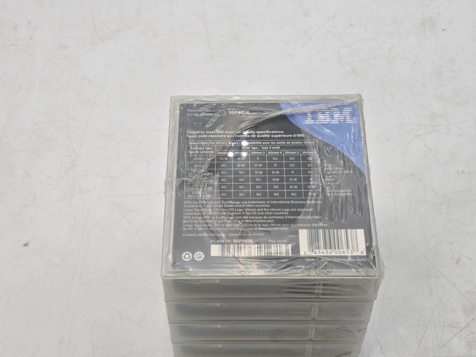 IBM 95P4436 Lto Ultrium 4 Tape Cartridge 800GB/1600GB Compressed Cassette (Lot 5 4 IBM 95P4436 Lto Ultrium 4 Tape Cartridge 800GB/1600GB Compressed Cassette (Lot 5