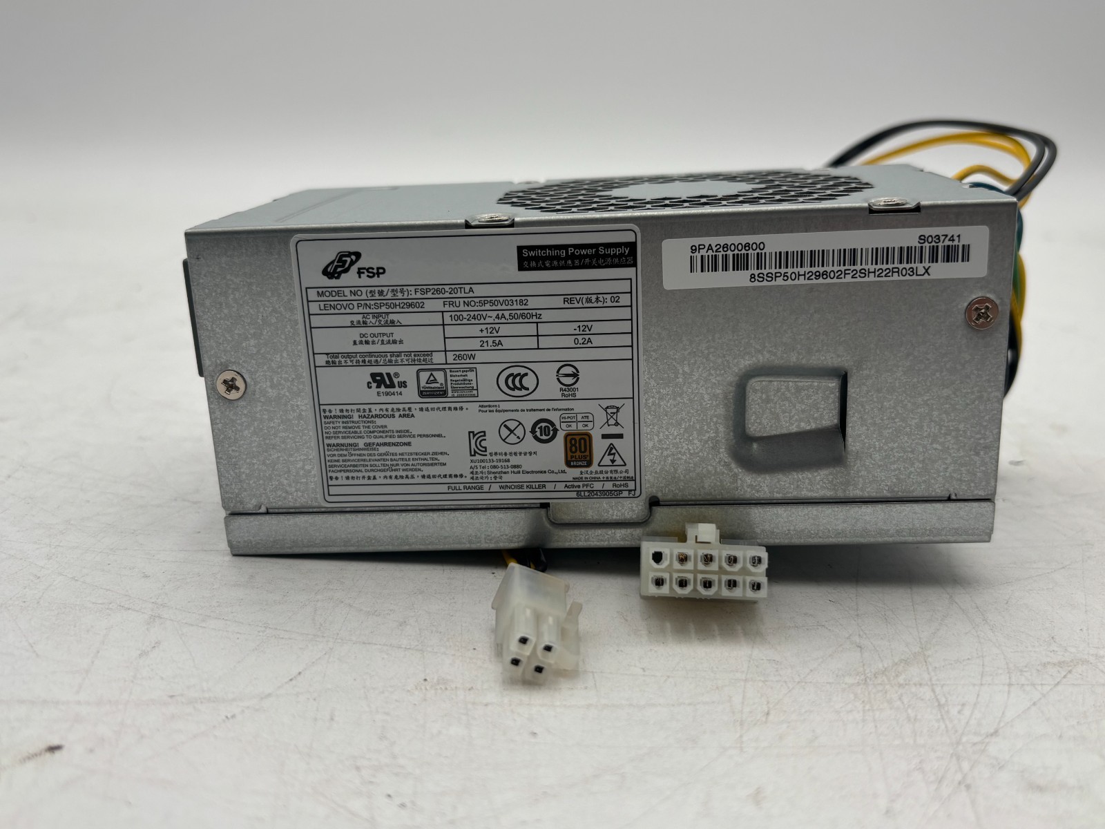 Lenovo 5P50V03182 260W 10‑Pin Desktop Power Supply PSU – Tested, No Cable 1 Lenovo 5P50V03182 260W 10‑Pin Desktop Power Supply PSU – Tested, No Cable