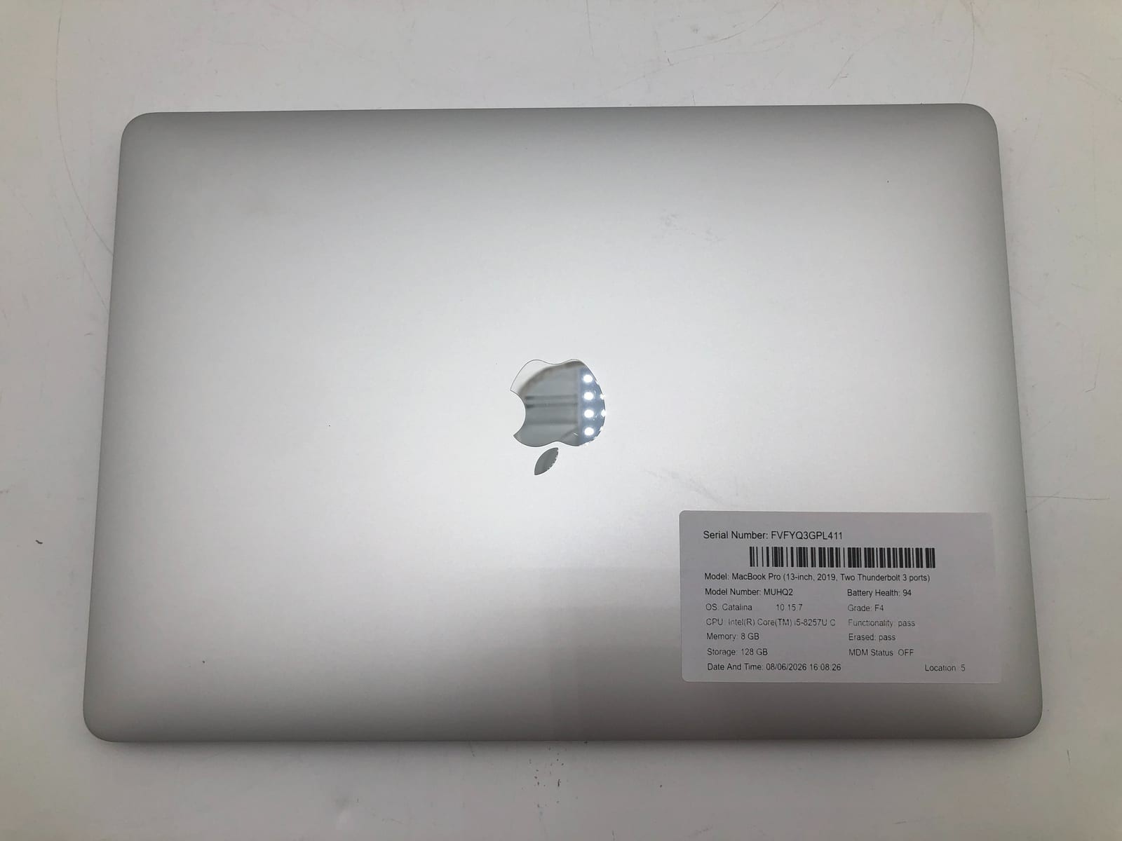 Apple | MacBook Pro | 2019 | Intel(R) Core(TM) i5-8257U CPU | 8GB | 128 GB SSD | 6 Apple | MacBook Pro | 2019 | Intel(R) Core(TM) i5-8257U CPU | 8GB | 128 GB SSD |