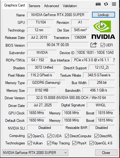 NVIDIA GeForce RTX 2080 SUPER Founders Edition 8GB GDDR6 Graphics Card – Tested 5 NVIDIA GeForce RTX 2080 SUPER Founders Edition 8GB GDDR6 Graphics Card – Tested