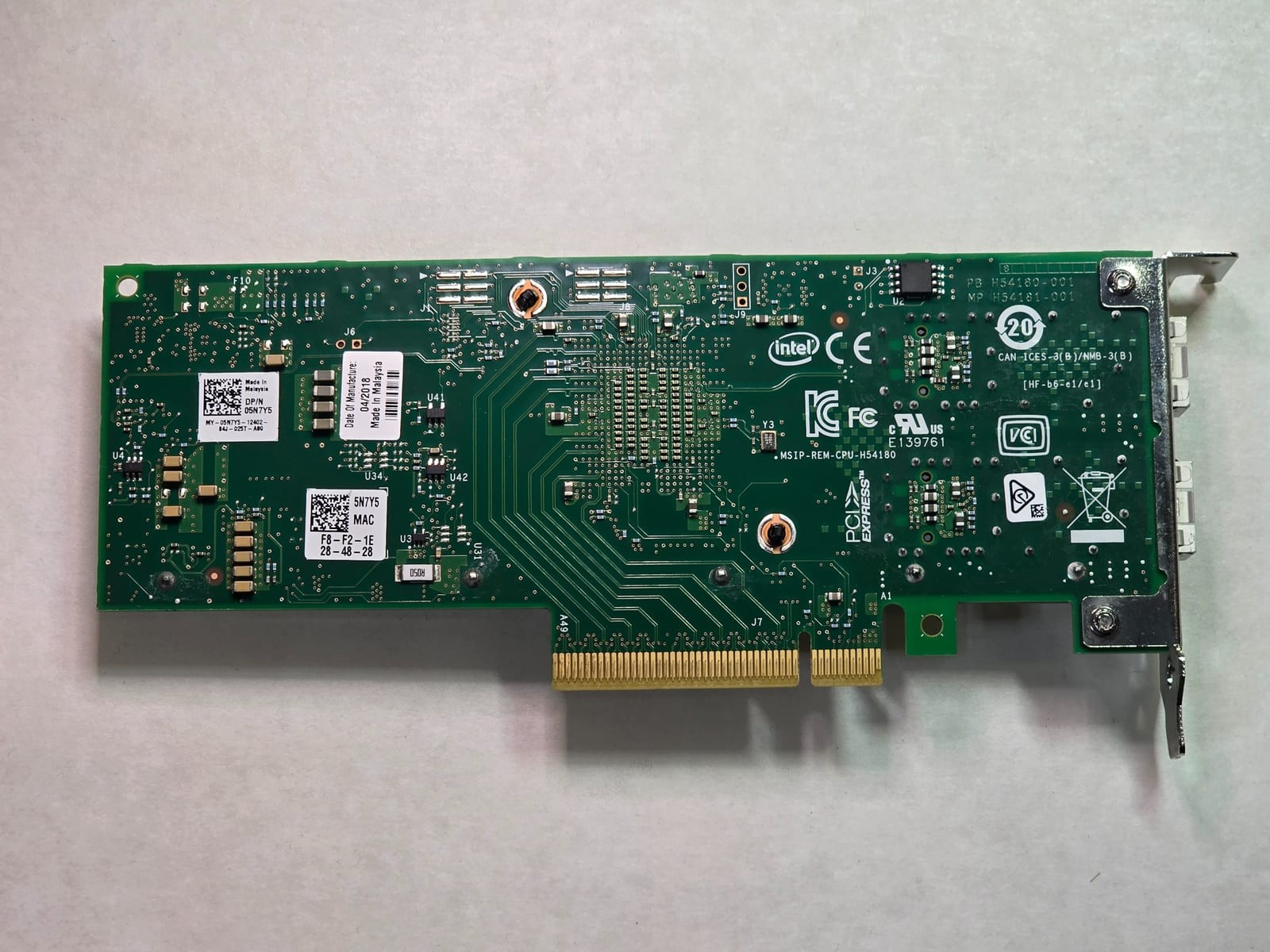 Dell 05N7Y5 2 Portsx 10 GbE SFP+ PCIe 3.0 x8 Network Adapter 3 Dell 05N7Y5 2 Portsx 10 GbE SFP+ PCIe 3.0 x8 Network Adapter