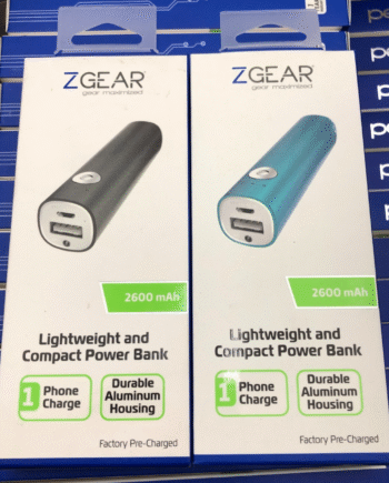 Lot(57)– ZGear 2600 mAh Power Bank (Blue/Black) PB-USB26Z-TPB/PB-USB26Z-BK - New
