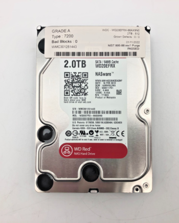 WD Red 2TB 3.5" SATA NAS Hard Drive 5400RPM 64MB WD20EFRX-68AX9N0