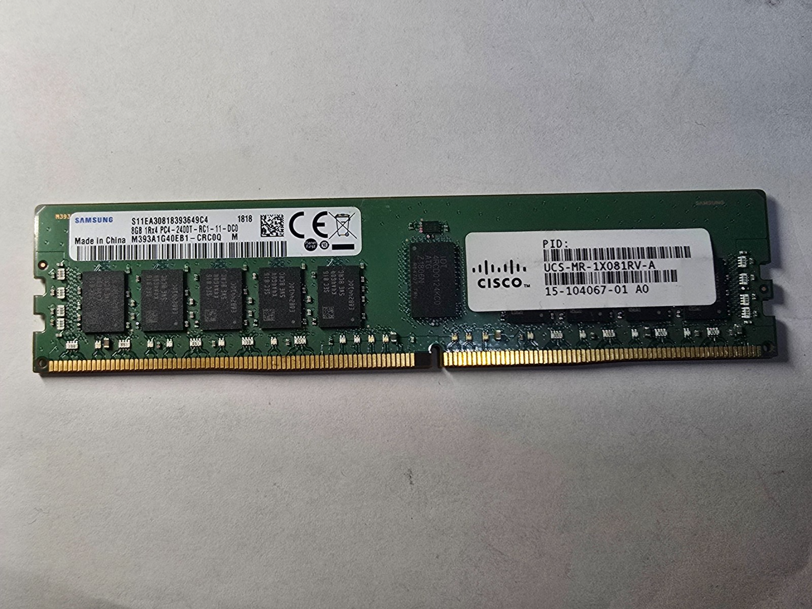 Samsung 8GB DDR4‑2400 PC4‑19200 ECC Registered RDIMM Memory Module M393A1G40EB1- 1 Samsung 8GB DDR4‑2400 PC4‑19200 ECC Registered RDIMM Memory Module M393A1G40EB1-